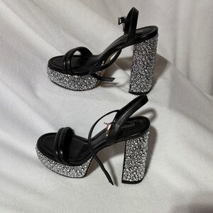 Michael Kors Black and Silver Platform Sandals